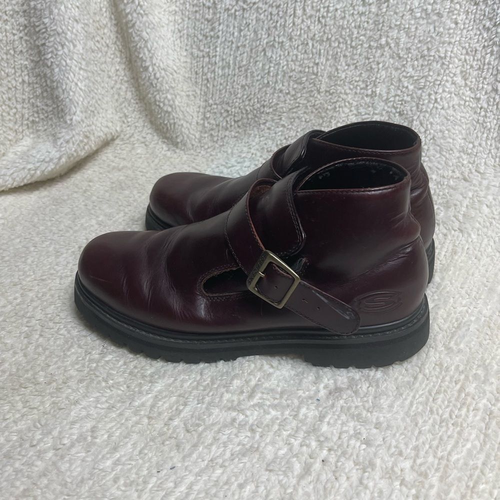 Skechers Men's Dark Burgundy Leather ankle Boots SZ11